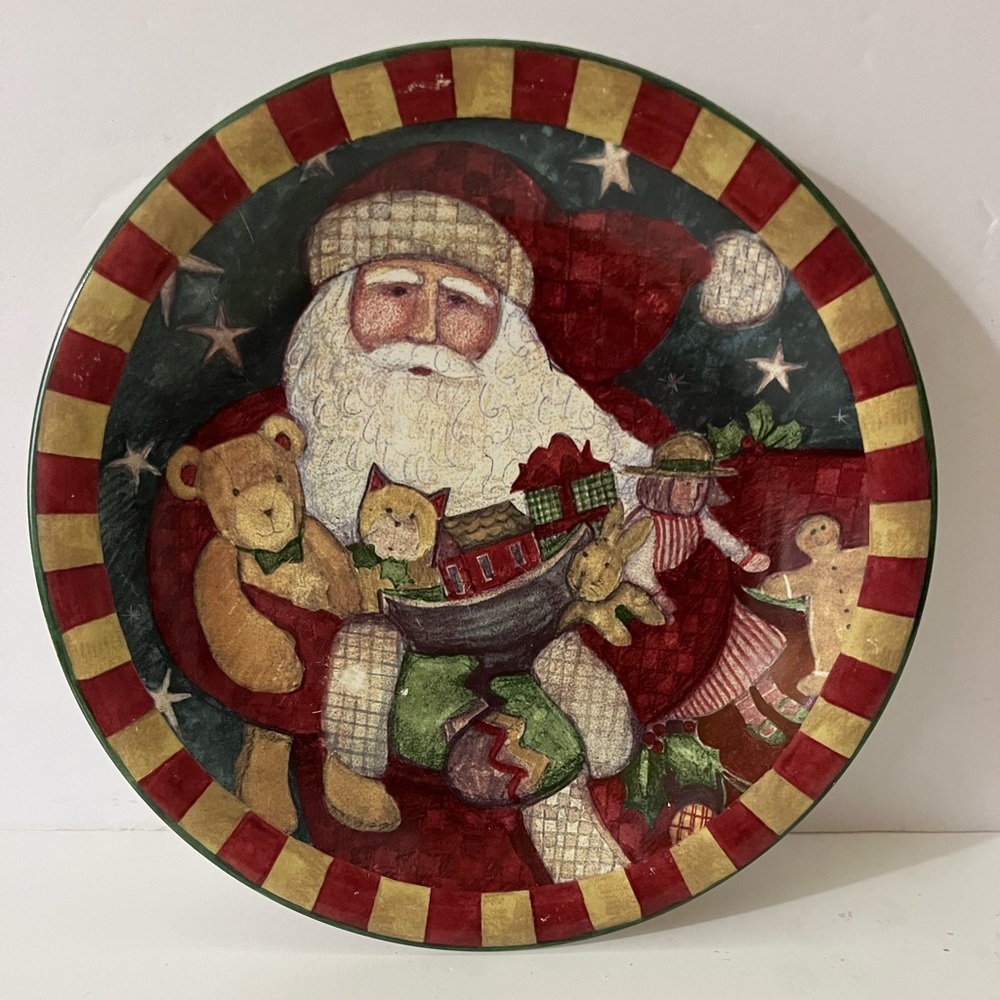 Delightful Father Christmas CIC Ceramic Christmas Desert Plate by Susan Winget